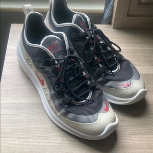 Nike Black and White Air max Sneakers with Red Accents size 11